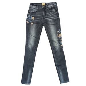 Driftwood Jackie Embroidered and Beaded Floral Jeans Size 25